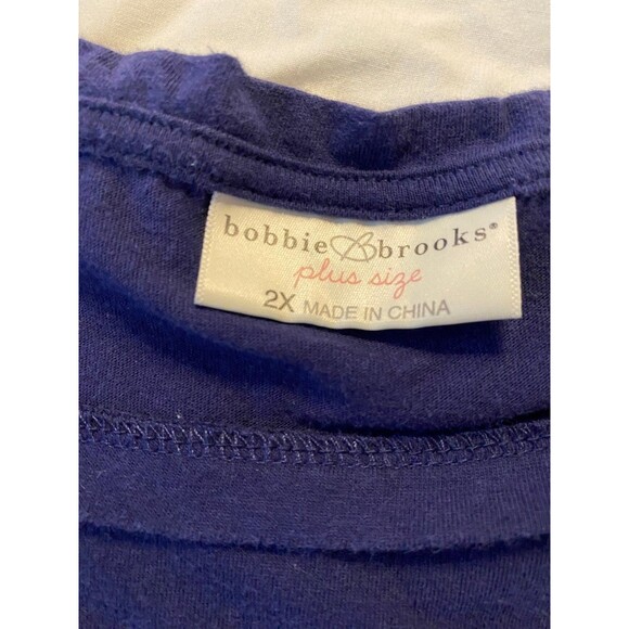 Bobbie Brooks Women's Navy Blue 2X Cotton Patriotic LOVE Top - Picture 6 of 9